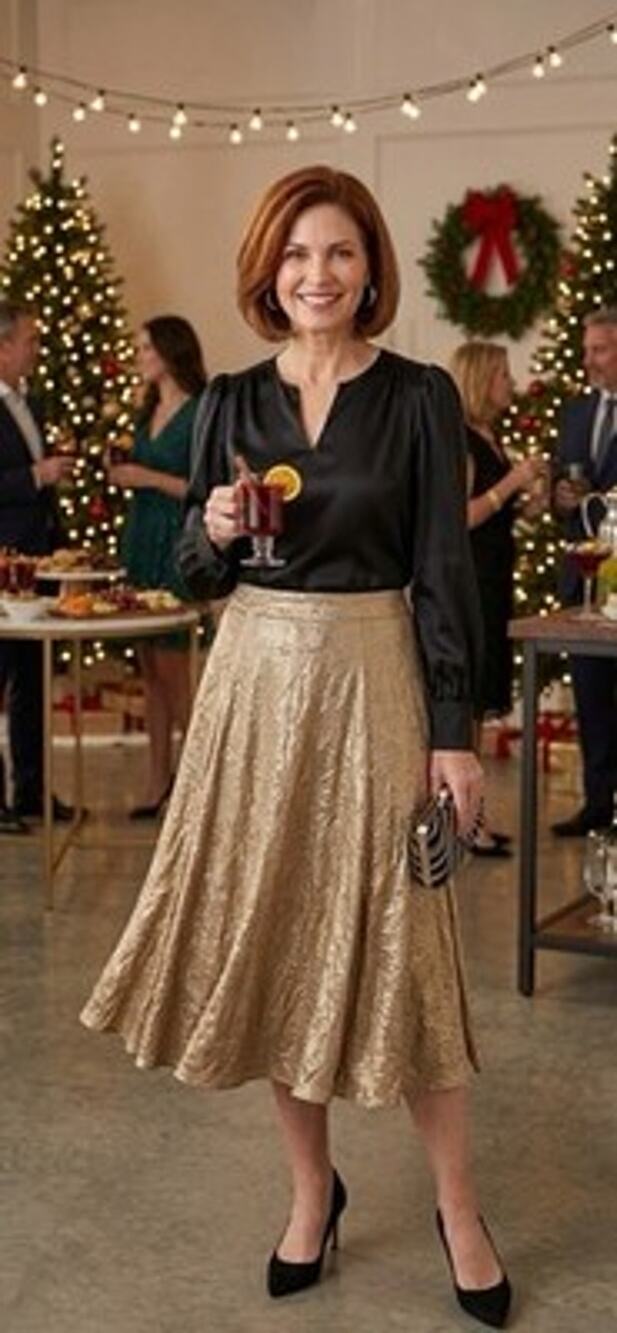Soft Surroundings Golden Tan Burnout Velvet Silk-Blend Skirt - Size Petite XL